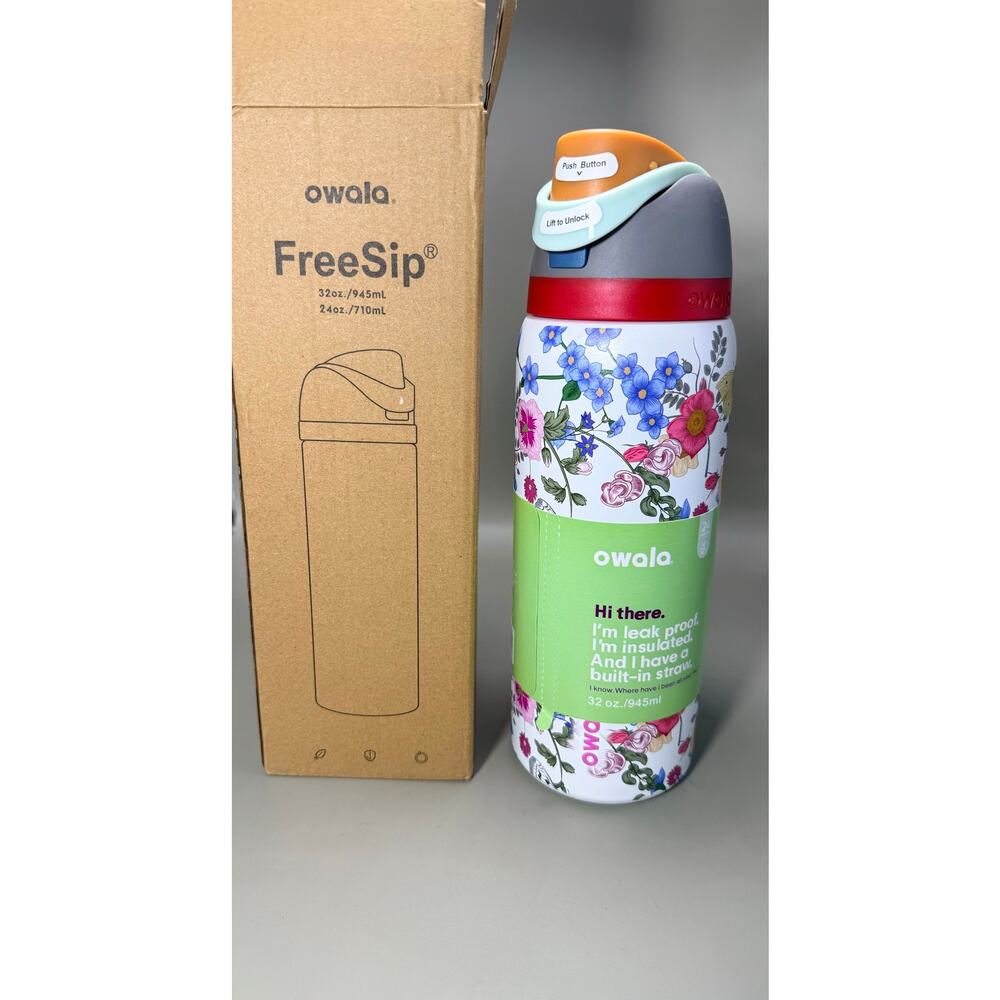 NWT Owala FreeSip insulated stainless steel water bottle "Tulip Bouquet" NEW